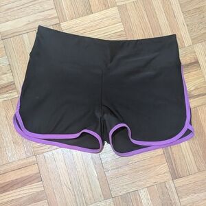 Bally Black Athletic Shorts with Purple Trim